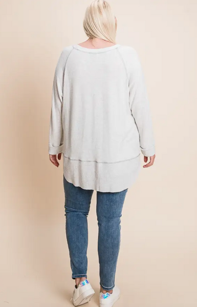 Meredith Top (Plus Size) -- Light Gray