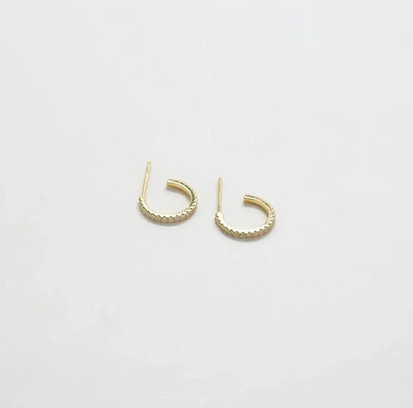 Gold Mini Pave CZ Hoop Earrings