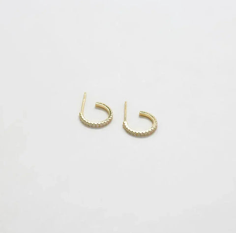 Gold Mini Pave CZ Hoop Earrings
