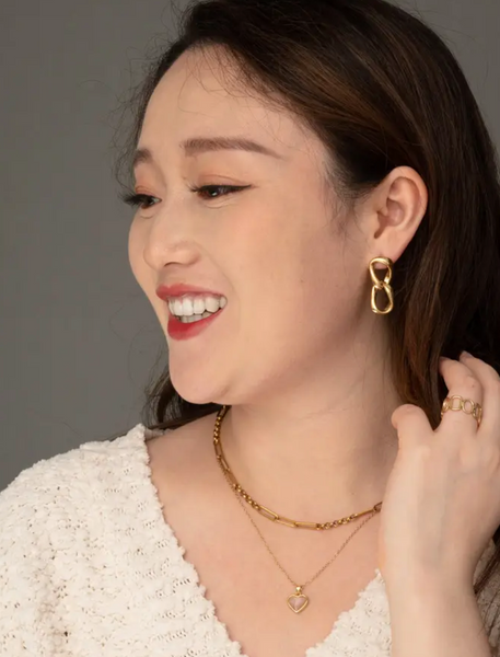 Linked Together Earrings -- Gold