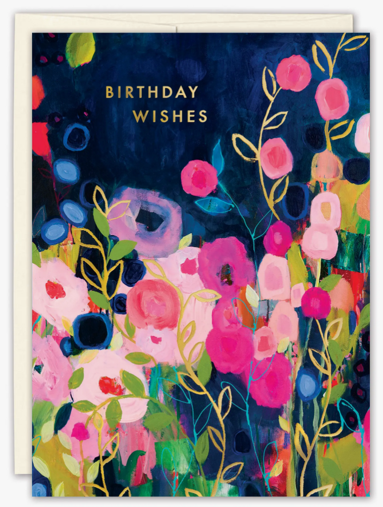 Pink and Blue Flowers Birthday Card