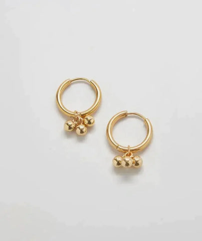 Gold Ball Charm Huggies Earrings