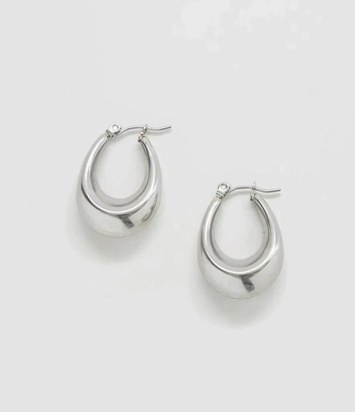 Silver Oval Hoop Earrings