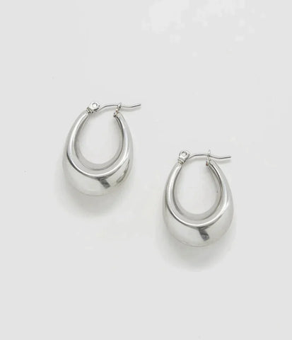 Silver Oval Hoop Earrings