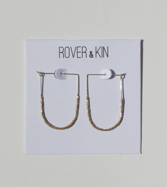 Gold Beaded Drape Earrings -- Small (1")