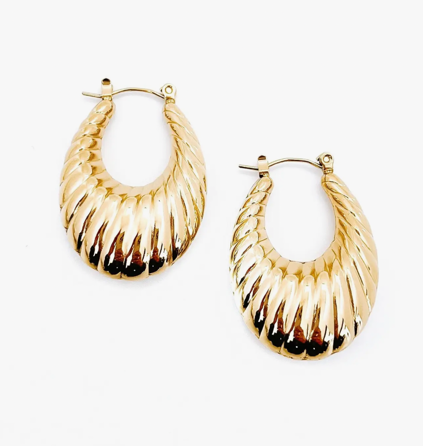 Erin Oval Croissant Hoops - Gold