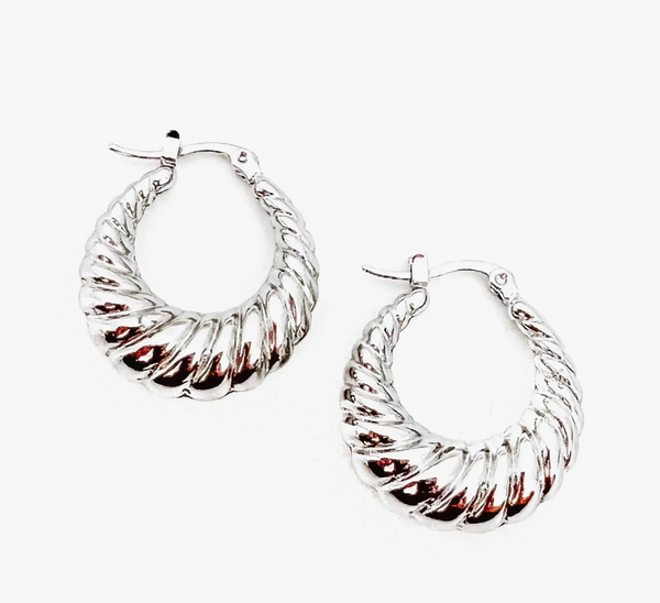 Ezra Croissant Hoops - Silver