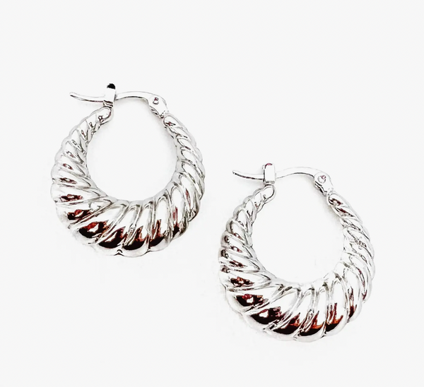 Ezra Croissant Hoops – Silver