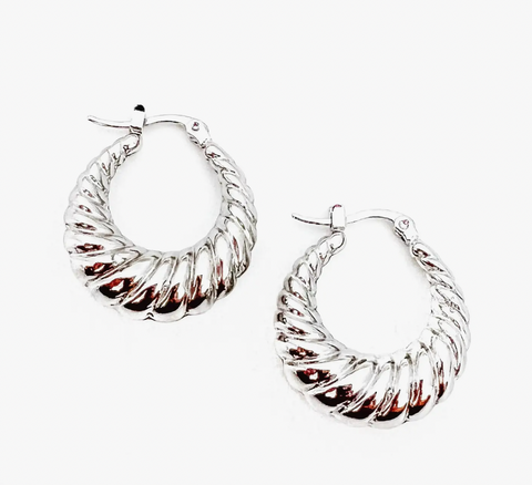Ezra Croissant Hoops - Silver