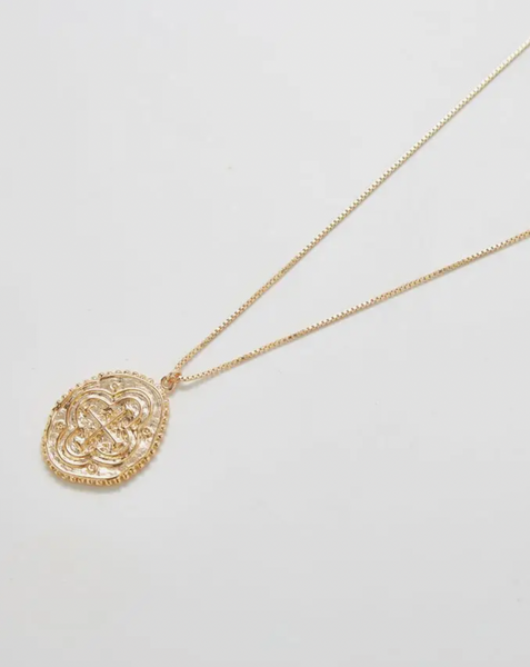 Gold Cross Medallion Necklace