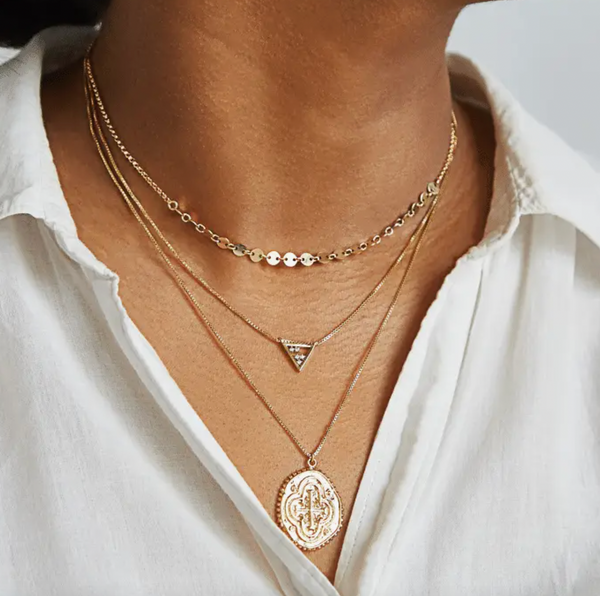 Gold Cross Medallion Necklace