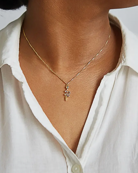 Multicolor Pave Serpent Necklace -- Gold