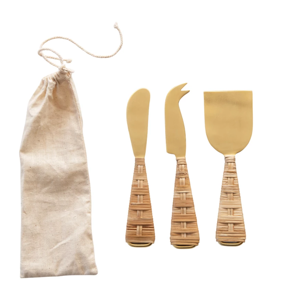 Cheese Knives w/ Wrapped Handles - Set of 3