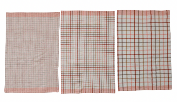 Cotton Tea Towels Set - Multi Color Plaid