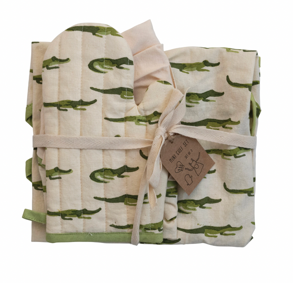 Kid's Cotton Cooking Set - Alligator Pattern