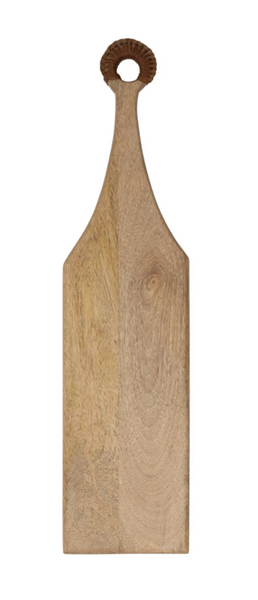 Mango Wood Board w/ Braided Leather Handle - Large