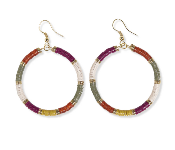 Stripe Gold Block Hoop Earrings - Port