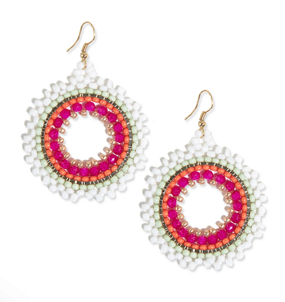 Lulu Circles Beaded Earrings - White