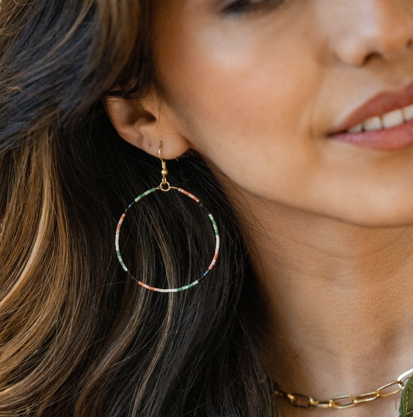 Color Block Beaded Hoop - Desert