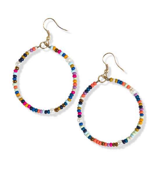 Confetti Beaded Hoop Earrings - Multicolor