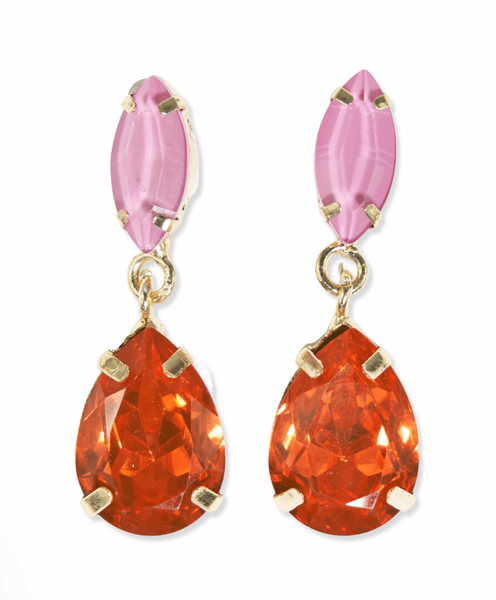 Two-Color Dangle Earrings - Red