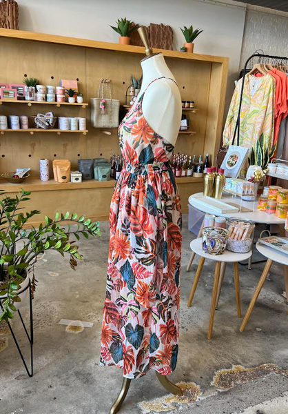 Alisha Leaf Print Maxi Dress