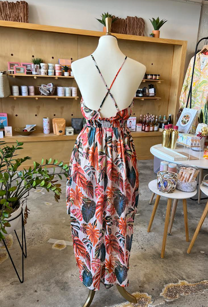 Alisha Leaf Print Maxi Dress