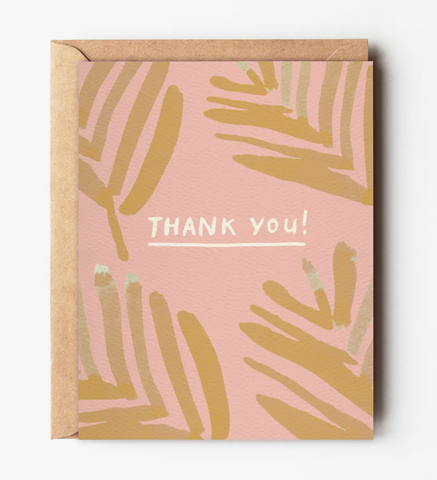 Thank You - Pink Palm Leaf Thank You Card