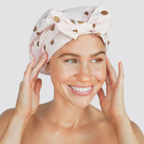 Luxe Shower Cap -- Blush Dot