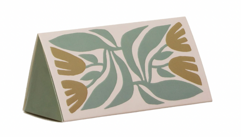 Triangle Matchbox w/Safety Matches - Green Floral