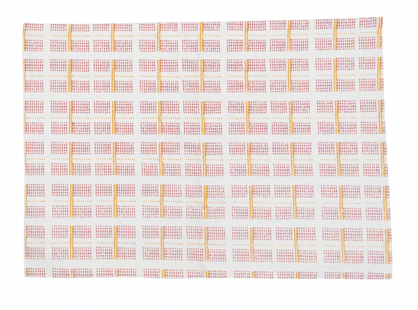 Cotton Printed Placemat - Checkered Red/Orange