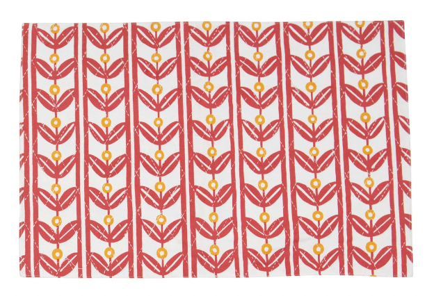 Cotton Printed Placemat - Red Abstract Pattern