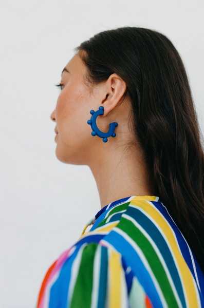 Navy Bead Hoops