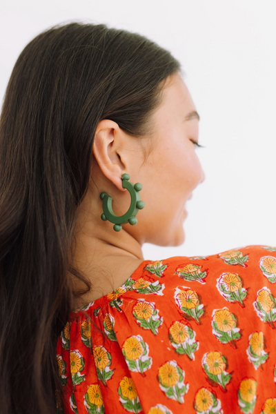 Sage Bead Hoops