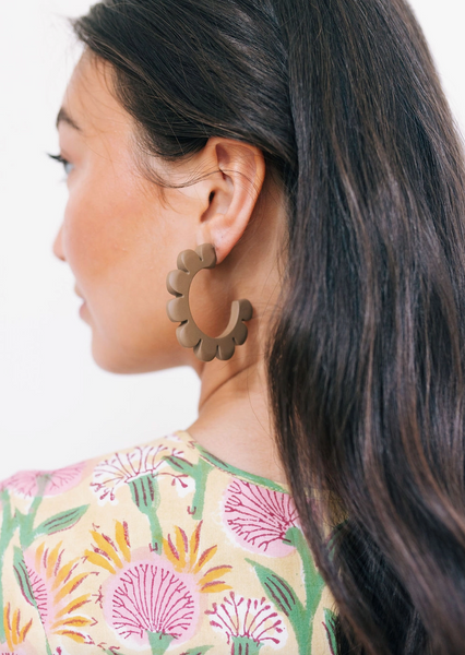 Tan Flower Outline Hoops
