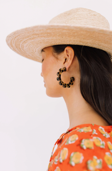 Tortoise Flower Outline Hoops