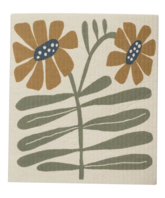 Reusable Cellulose Sponge Cloth w/ Flowers #3