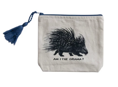 Printed Zip Pouch w/Tassel - Am I The Drama?