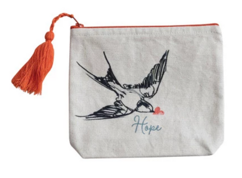Printed Zip Pouch w/Tassel - Hope
