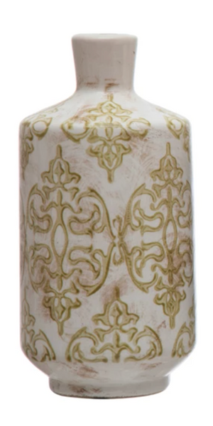 7.5" Terracotta Vase - Ornate Gold Pattern