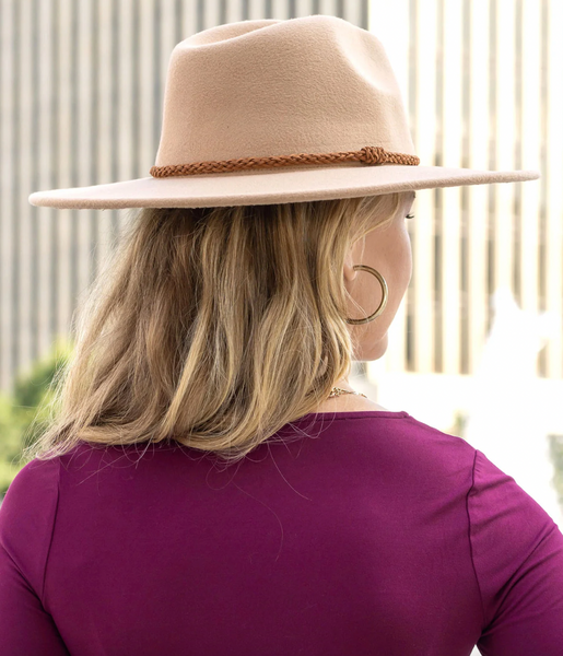 Wide Brimmed Felt Hat - Camel