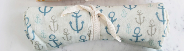 Cotton Printed Baby Swaddle - Anchor
