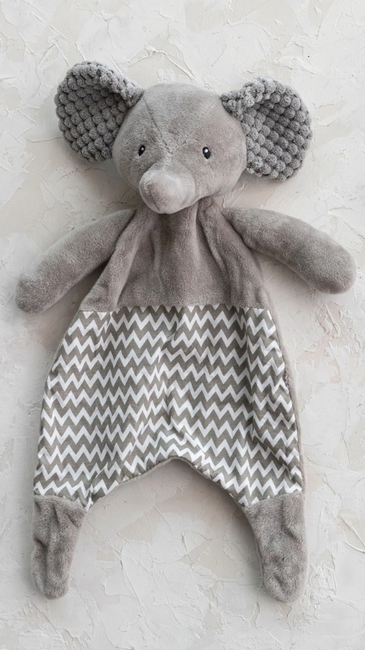 Plush Animal Snuggle Toy w/Stripes - Elephant