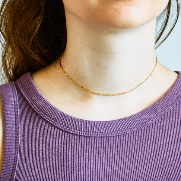 Gold Rope Chain Choker Necklace