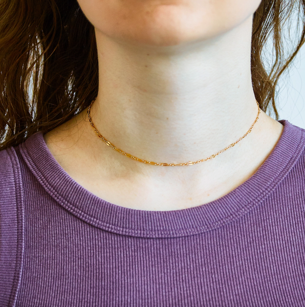 Gold Chain Double Link Choker Necklace