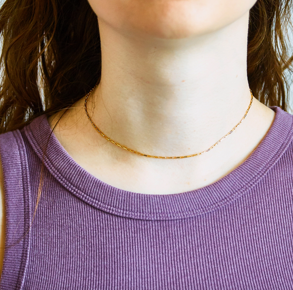 Gold Bar Choker Necklace