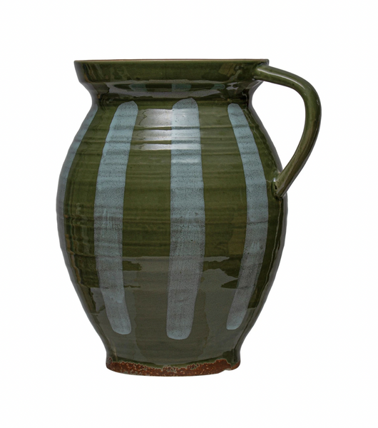 2 Quart Hand-Painted Stoneware Pitcher
