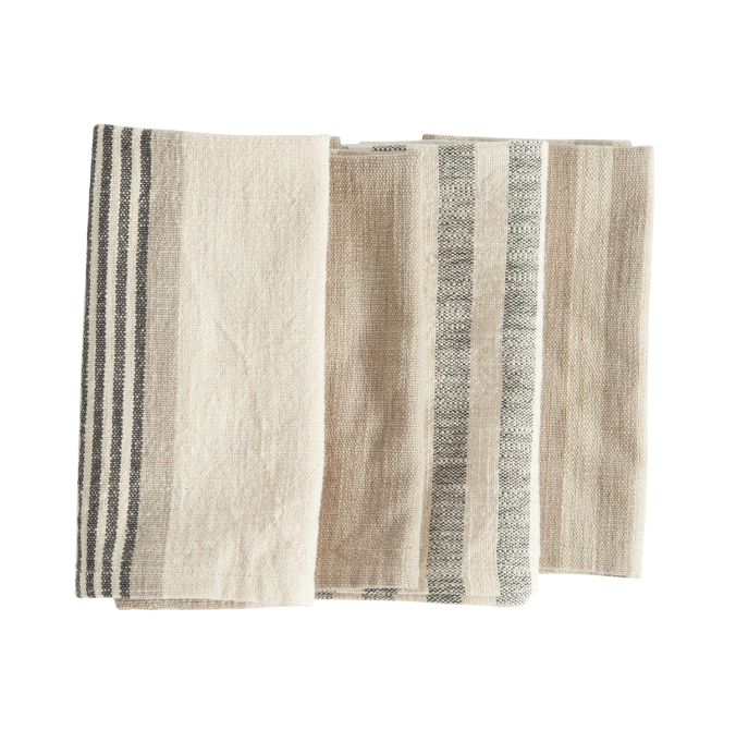 Woven Cotton Striped Napkins - Set of 4