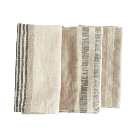 Woven Cotton Striped Napkins - Set of 4