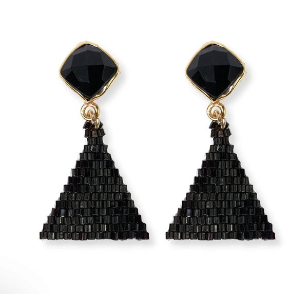 Celia Small Triangle Drop Earrings - Black